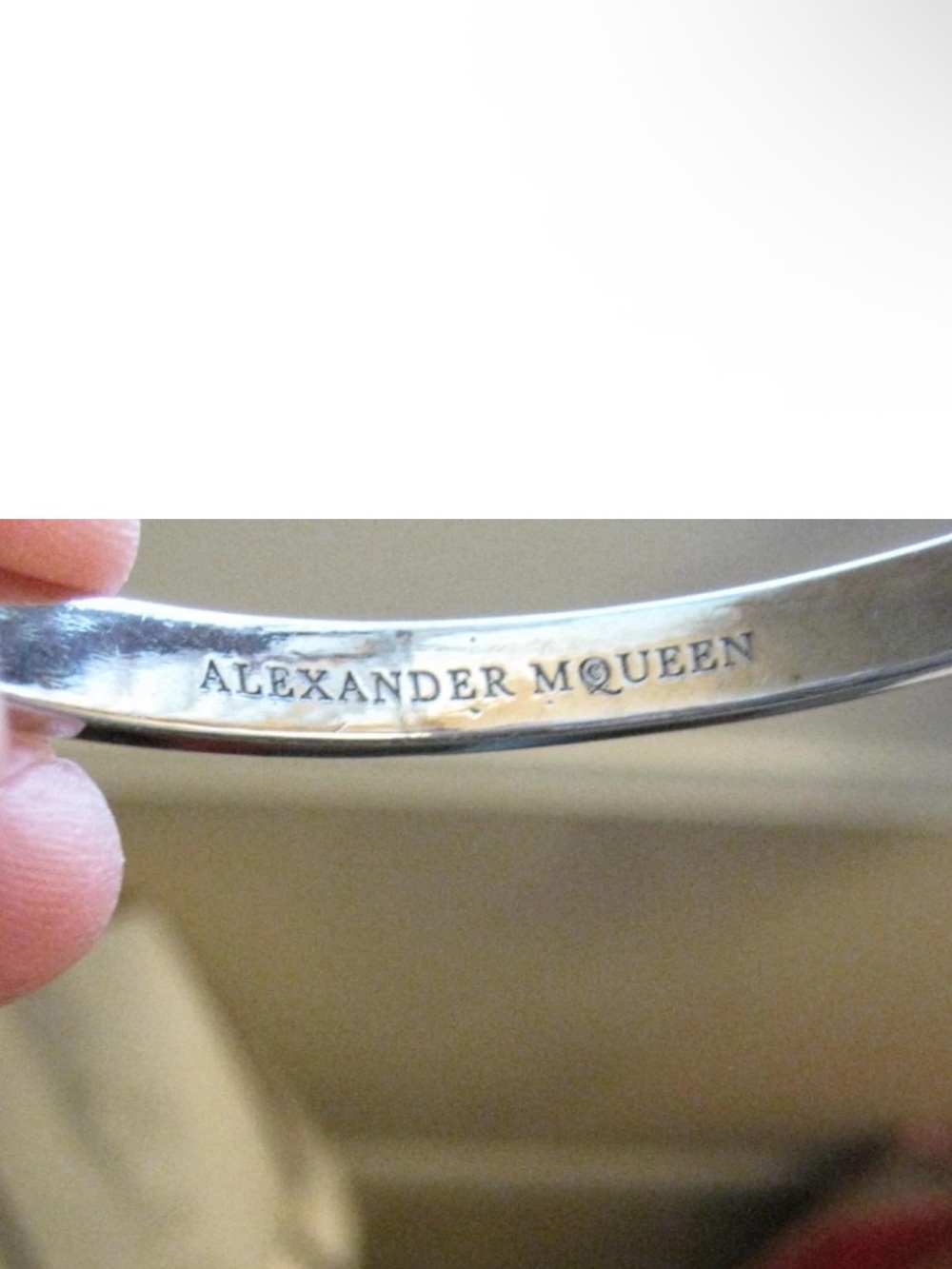 ❌SOLD!! ❌ Alexander McQueen Silver Skull Open Cuff Bracelet -marcasite and pearl - Picture 8 of 9